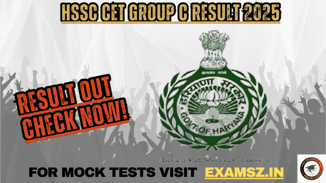 HSSC CET Group C Result 2025 OUT