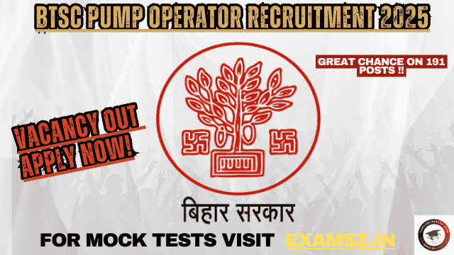BTSC Pump Operator Recruitment 2025