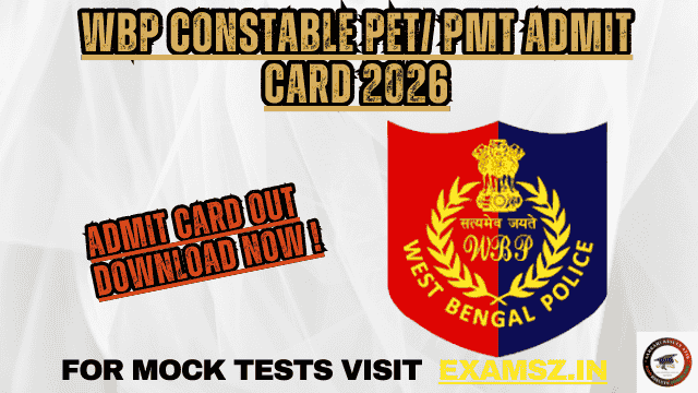 WBP Constable PET/ PMT Admit Card 2026