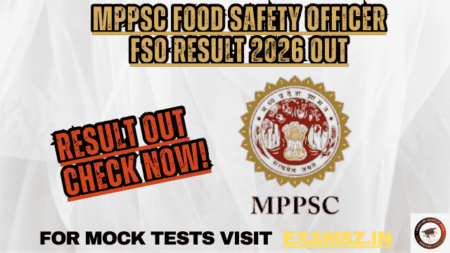 MPPSC Food Safety Officer FSO Result 2026 OUT