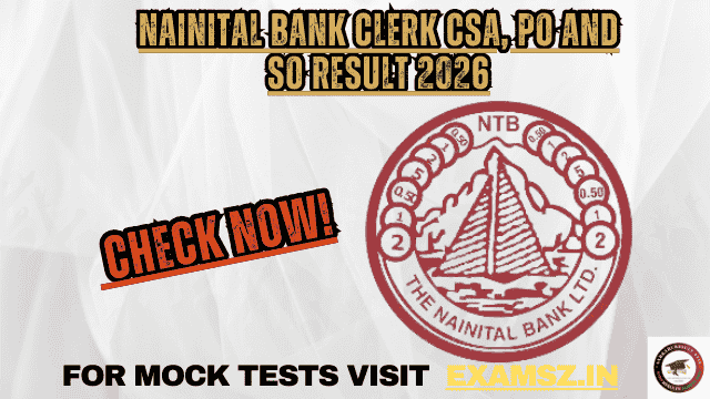 Nainital Bank Clerk CSA, PO and SO Result 2026