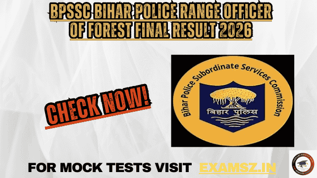 BPSSC Bihar Police Range Officer of Forest Final Result 2026