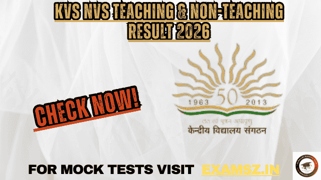 KVS NVS Teaching and Non-Teaching Result 2026
